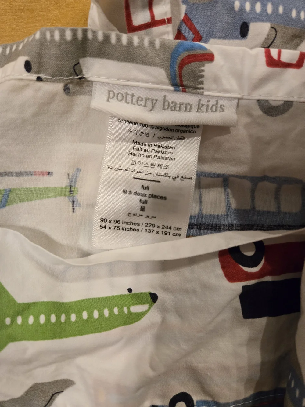 Pottery Barn Kids Brody White Sheet Set with Multicolor Vehicles